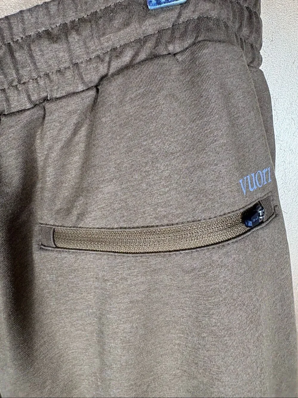 Vuori Olive Brown Joggers with Blue Drawstring
